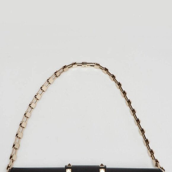 Valentino Black Brushed Leather Rockstud Shoulder Bag - Picture 8 of 12